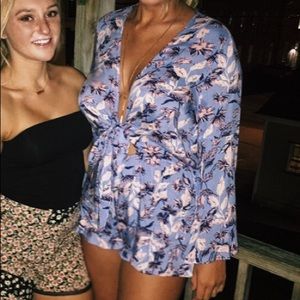 Floral Tie in Front Romper